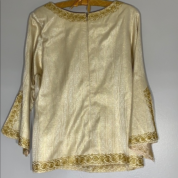 Handmade Gold Bell Sleeve embroidered trim tunic gold custom medium - Picture 4 of 8
